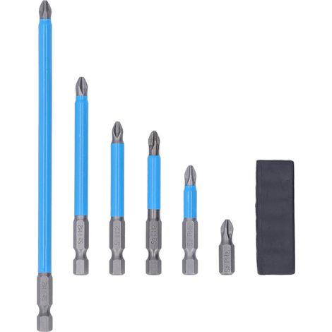 Lot de 6 embouts de tournevis magnétiques S2 antidérapants pour perceuse électrique et pneumatique, jeu d'embouts (1/5)