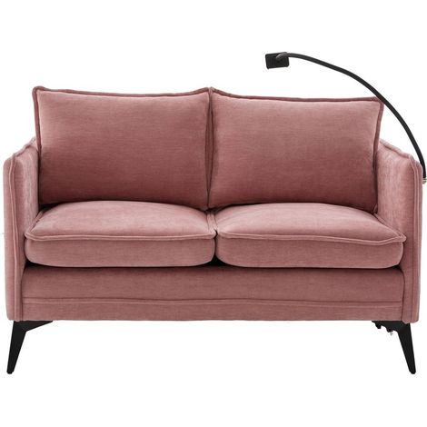 Modernes Doppelsofa Kleines Stoffsofa Sessel mit Lagerung Seitentasche + einstellbare Handy-Halter Geeignet für Wohnzimmer/Schlafzimmer/Balkon (1/5)
