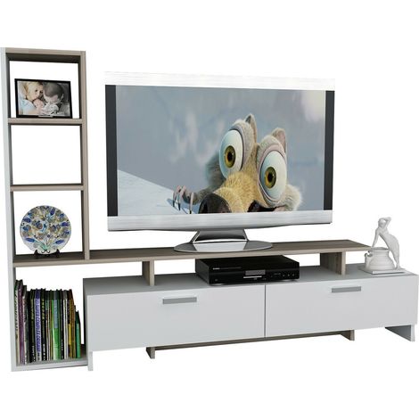 Meuble TV avec bibliothèque et rangement Simal (1/4)
