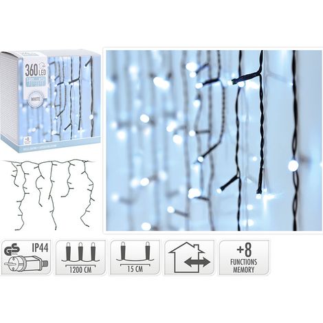 CORTINA ILUMINACION 360 LEDS BLANCA EXT. -