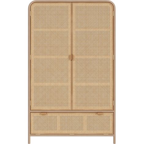Armario de pino macizo y teca, 2 puertas y 3 estantes - Alata (1/4)