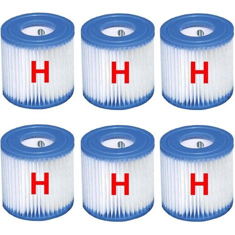 Lot de 6 cartouches de filtre pour piscine Intex type H, filtres de rechange compatibles avec pompes et filtres Intex 29007 et 29008 (1/5)