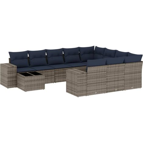 Maison Exclusive - Set Divani da Giardino 11 pz con Cuscini Grigio in Polyrattan (1/5)