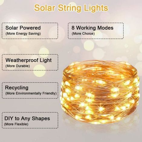 Guirlande Lumineuse - Solaire - 22 M - 200 LED - Étanche IP65 - Jardin Extérieur - 1 Pièce (1/4)