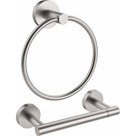 Support de Papier Toilette brossé et Anneau Porte-Serviette en Acier Inoxydable SUS304 2 pièces avec Double Poteau pivotant et Porte-Serviettes de Salle de Bain (1/5)