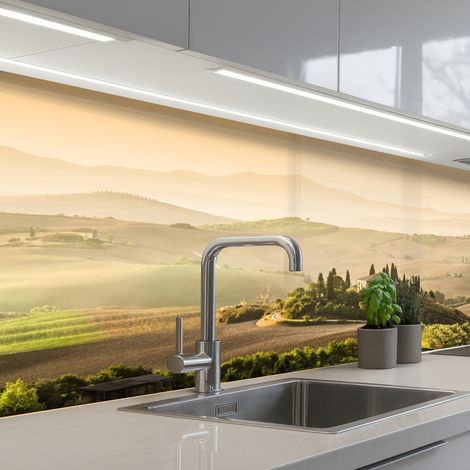 REVETEMENT MURAL DE CUISINE, CRÉDENCE DE CUISINE Paysage - Toscane - Lumière du matin 150x60 (1/5)