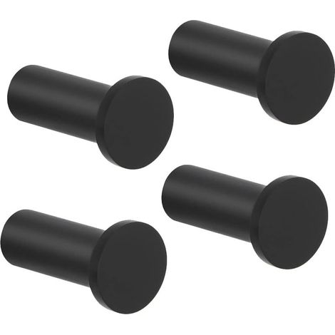 Crochets à Visser Patère Murale Ronde 45mm, Crochets Muraux en Acier Inoxydable, Robuste Patère pour Salle de Bain Chambre Cuisine Entrée, Accroche Serviette, 4 Pcs Noir (1/5)