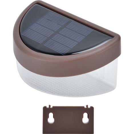 Lampe de clôture étanche à énergie solaire, éclairage paysager décoratif pour cour extérieure, jardin, villa, petite lampe de clôture, version 6 LED lumière marron/blanche/chaude. (1/5)