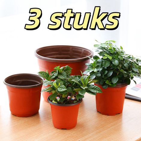 Lot de 3 pots à semis en plastique épais diamètre 10 cm dimensions 10 x 10 x 8 cm bicolores pour semis plantation de fleurs légumes et culture de jeunes plantes à la maison ou au jardin (1/5)