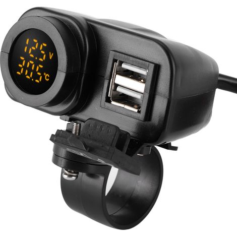Support de Moto Chargeur USB Double Voltmètre Multifonction Thermomètre avec Cache Imperméable (1/5)