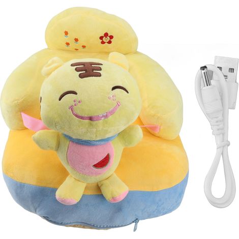 Siège bébé confortable et moelleux, en peluche douce et inclinable, avec fonction Bluetooth et motif tigre, idéal pour l'intérieur. (1/5)