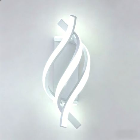 Applique Murale Interieur, Lampe LED Murale Modern pour Chambre, Appliques Murales Design Incurvé 6500K pour Hall d'entrée et Salon, Blanc