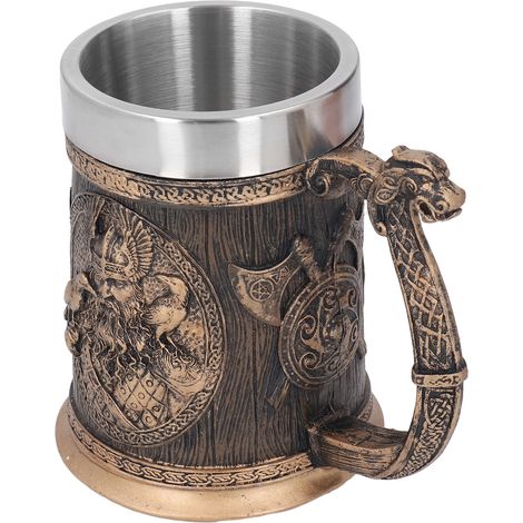 Innovativer Edelstahlbecher im Retro-Piratenstil, großes Fassungsvermögen, für Bier, Kaffee oder andere Getränke, bronzefarben. (1/5)