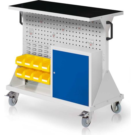Kappes RasterMobil® Größe 2 - 1000x930x500mm - 2x Lochplatten 2xSchlitzplatten - 1x Einhängeschrank - Auflageboden inkl. Riffelgummimatte - lichtgrau