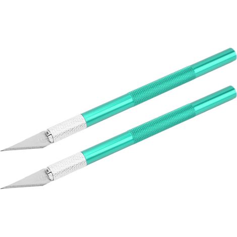 Kit de Sculpture DIY avec 20 Lames Exacto et Règle de Précision - Outil de Découpe Artisanale Vert (1/5)