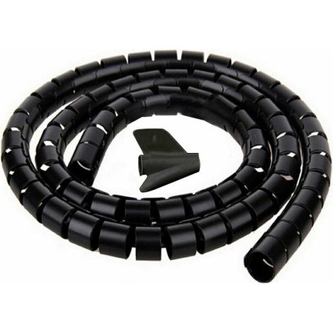 Cache Cable, 2m - ∅16mm, Noir, 2m Gaine Souple Electrique Cable Management pour Ranger ou Cacher les TV PC Câbles, Gestion des Câbles pour Maison et Bureau (1/5)