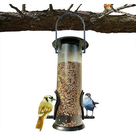 mangeoire Oiseaux Grain Vert - Avec D'approche Station D'alimentation Pour Oiseaux Exteurieur, Colonne Silo D'alimentation Pour Oiseaux Sauvages (1/4)