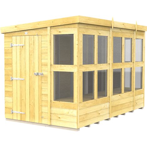 10 x 6 Feet Pent Potting Shed - Wood - L178 x W302 x H201 cm