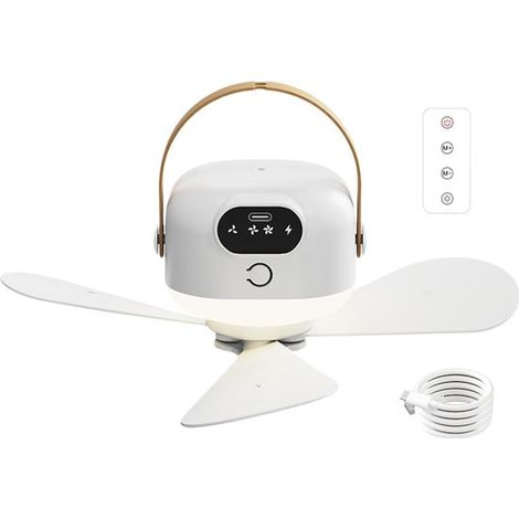 Ventilatore da soffitto per campeggio,raffreddatore ricaricabile tramite USB,luce notturna con telecomando,3 velocità regolabili (1/2)