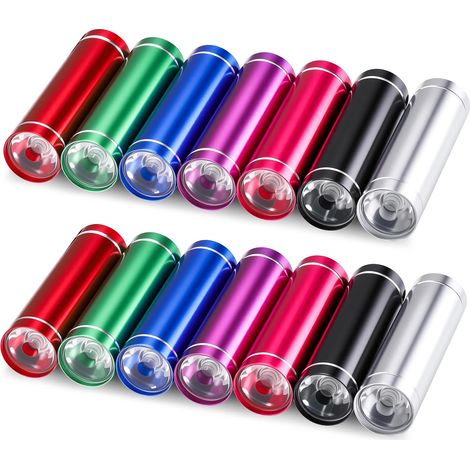 Lot de 14 petites lampes de poche LED super lumineuses avec 9 LED, multicolores pour enfants, avec cordon, pour adultes, camping, randonnée, cadeaux en plein air (1/5)