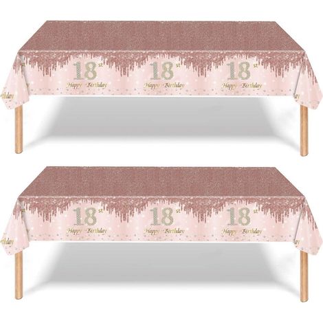 2er Set Tischdecken 18. Geburtstag Roségold, wasserdicht, 137x274cm