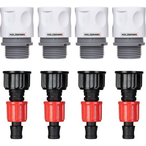 Kit de raccordement tuyau 16mm pour robinets – 4x raccord rapide 20mm – 4x connecteur TT 20mm à 16mm – 100% étanche – Holzbrink