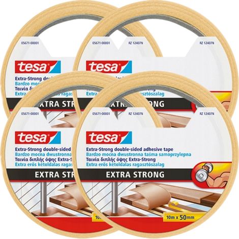 Cinta antideslizante TESA EXTRA FUERTE para colocar debajo de la alfombra, 10 m x 50 mm x 4