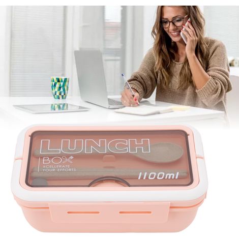 Isolierte Lunchbox im koreanischen Stil, hübsche Lunchbox zum Mitnehmen für Schülerinnen und junge Mädchen, mikrowellengeeignet und in Fächer unterteilt, rosa. (1/5)