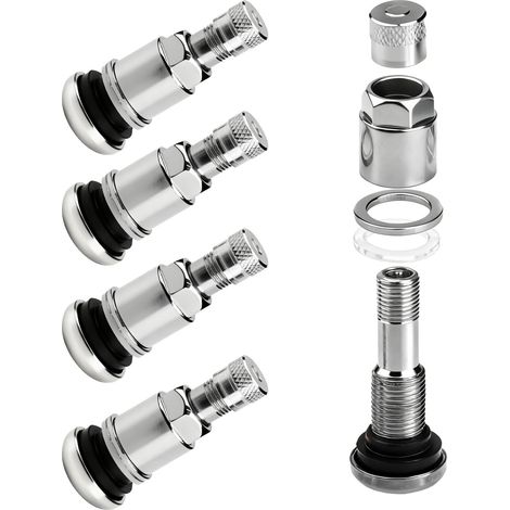 4 Pièces Valves Pneu Voiture en Métal Argent – Valve Universelle Pneu (1/5)