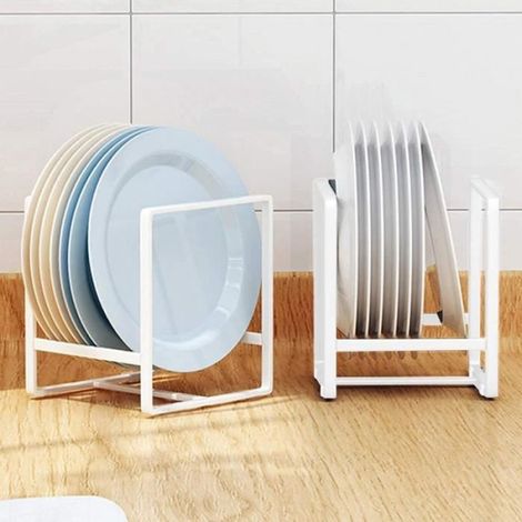 Égouttoir à vaisselle - - Lot de 2 - Métal blanc - Design contemporain - Antidérapant (1/4)