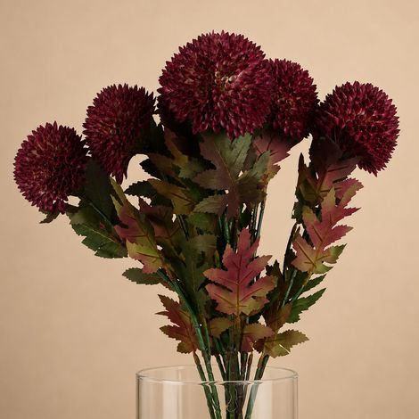 Pack of 6 x 70cm Large Ball Dahlia Artificial Flower Stem Pink - Premium Quality (1/5)