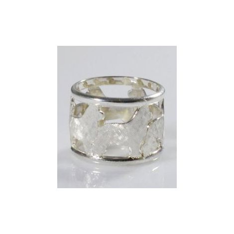 Handsatinierter Terranova-Ring mit perforiertem Band aus Sterlingsilber