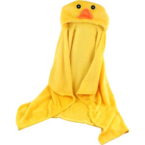 Weiche und bequeme Kapuzendecke für Kinder aus Korallensamt mit Tiermotiv, für Babys und Kinder, gelbes Hühnerdesign (1/5)