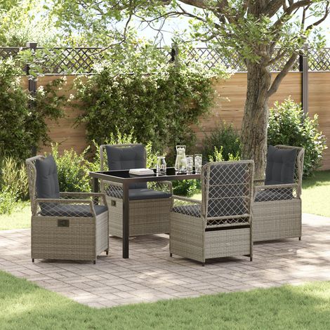 Garden Dining Set 5 pcs Light Grey Poly Rattan vidaXL