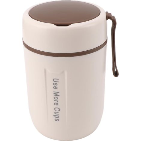 Boîte Déjeuner Isotherme 500ml en Acier Inoxydable - Thermos Alimentaire avec Cuillère Pliable - Garde au Chaud 8h et au Froid 12h - Étanche et Sans BPA - Idéal pour Soupe, Bureau et École - Beige (1/5)