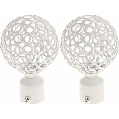 Terminali per asta per tende bianchi da 28 mm – Set di 2 – Ferro battuto resistente – Design nordico per la decorazione d'interni -Crezuo