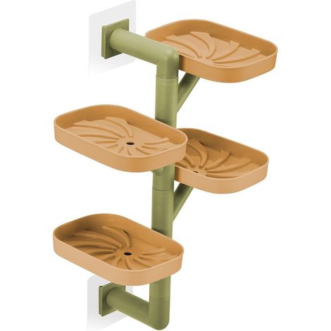 Porte-savon 4 bras – Rotatif – Auto-drainant – Jaune-vert – Sans perçage – Salle de bain (1/5)
