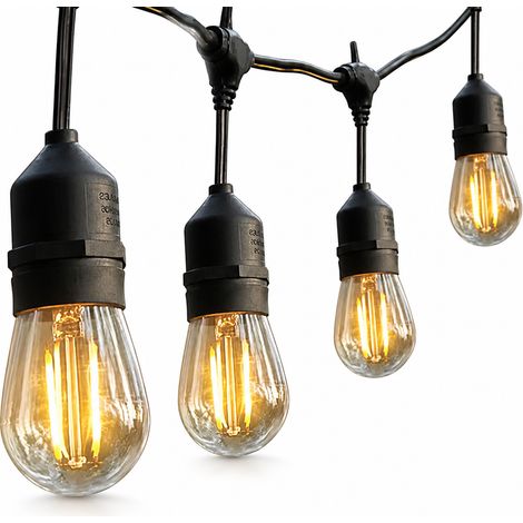 Guirlande Lumineuse Solaire S14 Étanche Extérieur, 20 Ampoules E27 Suspendues pour Camping et Jardin (1/5)