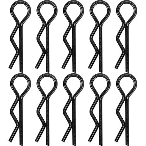 Lot de 10 clips métalliques en forme de R pour carrosserie RC 7 mm, épingles de fixation noires pour modèles 1/5, 1/6, 1/8, 1/10 (1/5)