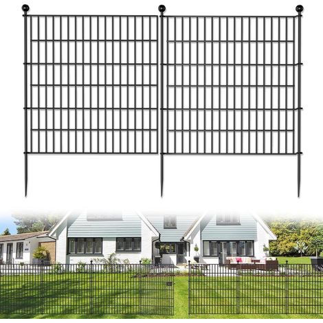 Clôture d'étang,Cloture Jardin Exterieur,Enclos Chien en Métal, 74x81cm,10 éléments de clôture et 11 barres de fixation,clôture de défense pour chiens et animaux domestiques (Sans serrure) (1/5)
