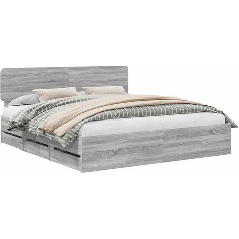 Maison Exclusive - Bettrahmen Graues Sonoma 180 x 200 cm Holzwerk