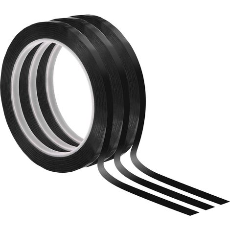 Ruban De Tableau Blanc 5mm X 66m, 3 Pack Ruban Fin Effaçable À Sec pour Marquage de Graphiques DIY Art, Noir (1/5)