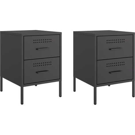 Set di 2 comodini con due cassetti 36 x 39 x 50,5 cm acciaio nero DEC035481