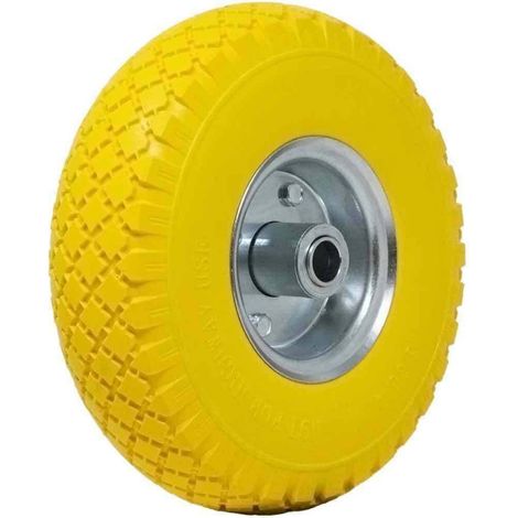 Trade Shop - PU VOLLRAD PU GELB SCHUBKARRE WAGEN 25 CM STAHLFELGE - (1/5)