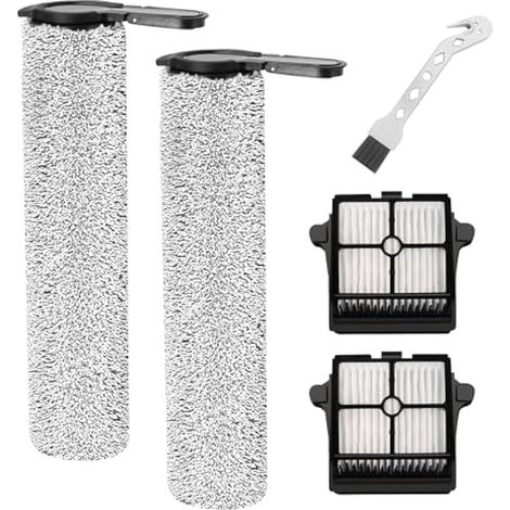 Rouleau de Brosse et Filtre pour Tineco Floor One S7 Steam Nettoyeur Vapeur Pièces de Rechange, 2 Rouleaux de Brosse + 2 filtres + 1 Brosse de Nettoyage (1/4)