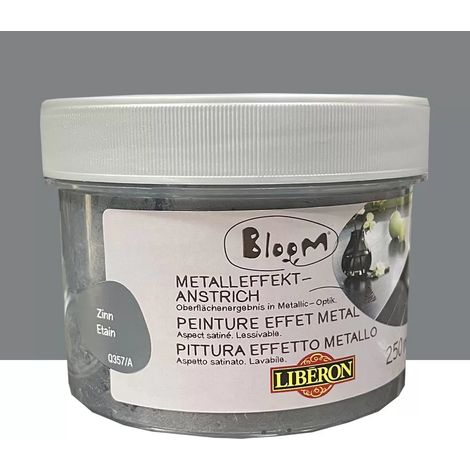 Peinture effet métal étain 0,25 L – Pour métal – Pigments métalliques pour finition brillante – Application facile au pinceau – Liberon (1/2)