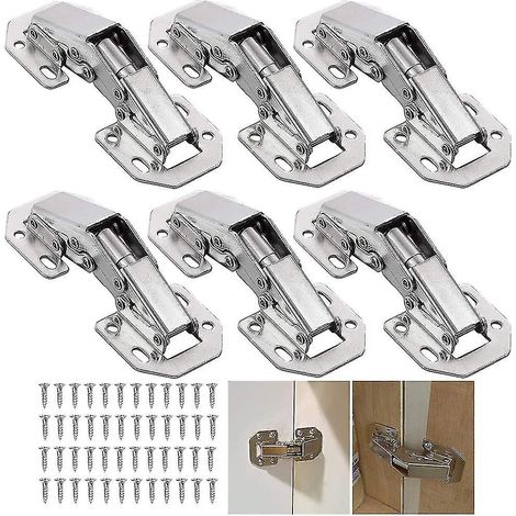 Charnières d'angle invisibles pour portes de meubles avec amortisseur hydraulique, charnières de placard à recouvrement, charnières de cuisine pliantes pour portes de meubles à recouvrement (6 pièces) (1/5)