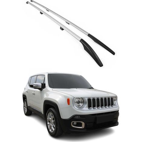 OMAC Barres de Toit longitudinales Compatible avec Jeep Renegade 2014 à 2018 Aluminium Gris (1/5)
