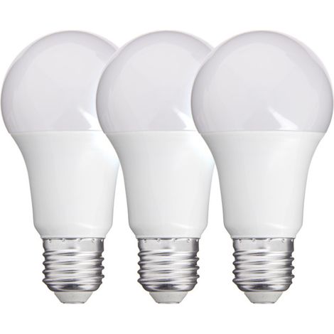 Lot de 3 Ampoules SMD LED A60 Opaques, culot E27, 806 lumens, conso. 8,8W éq. 60W, Blanc chaud (1/4)