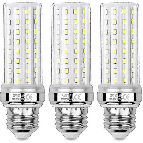 Lot de 3 ampoules LED maïs 20 W (équivalent 150 W), blanc froid 6000 K, culot E27 à vis Edison. (1/3)